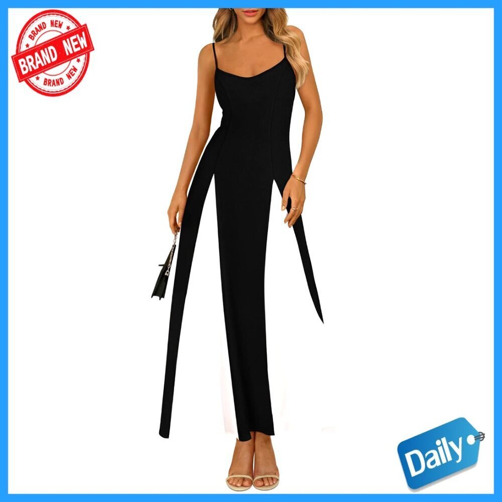 Spaghetti Strap Backless Maxi Dress Elegant Wedding Guest Party Flowy